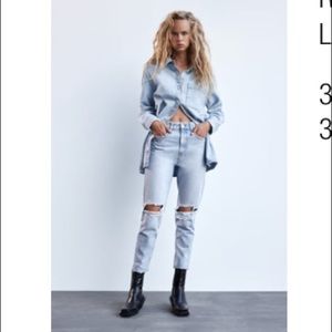 ZARA RIPPED MOM JEAN